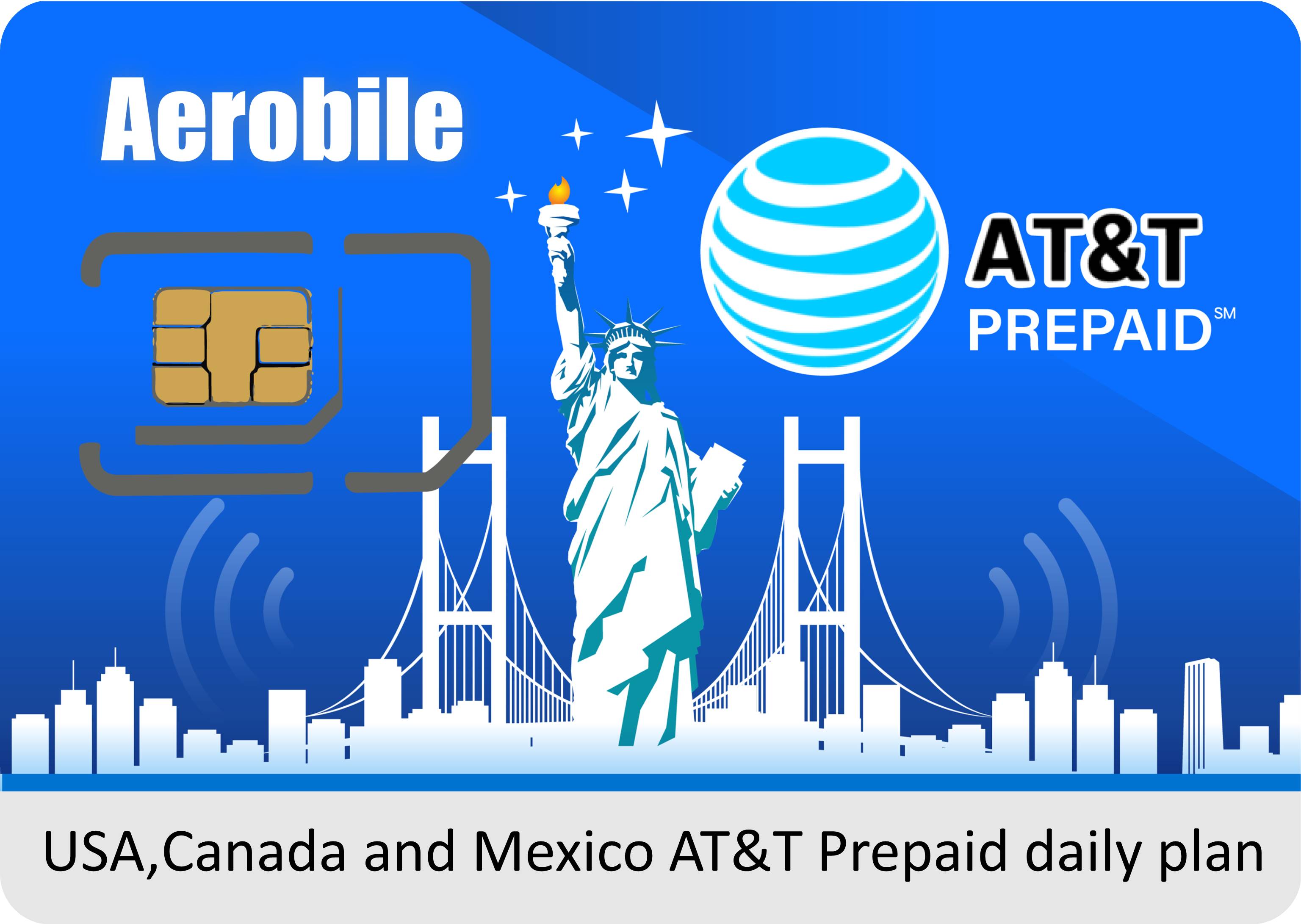 USA AT&T Prepaid SIM card - high speed data + unlimited calls (service in USA,Canada and Mexico)